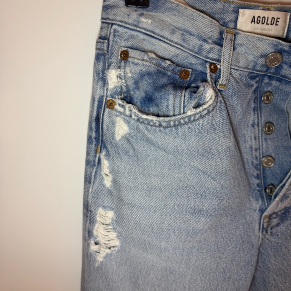 AGOLDE ’90s Crop Jeans – Size 23, Light Blue Nerve Wash, Mid-Rise Straight Fit - Picture 5 of 9